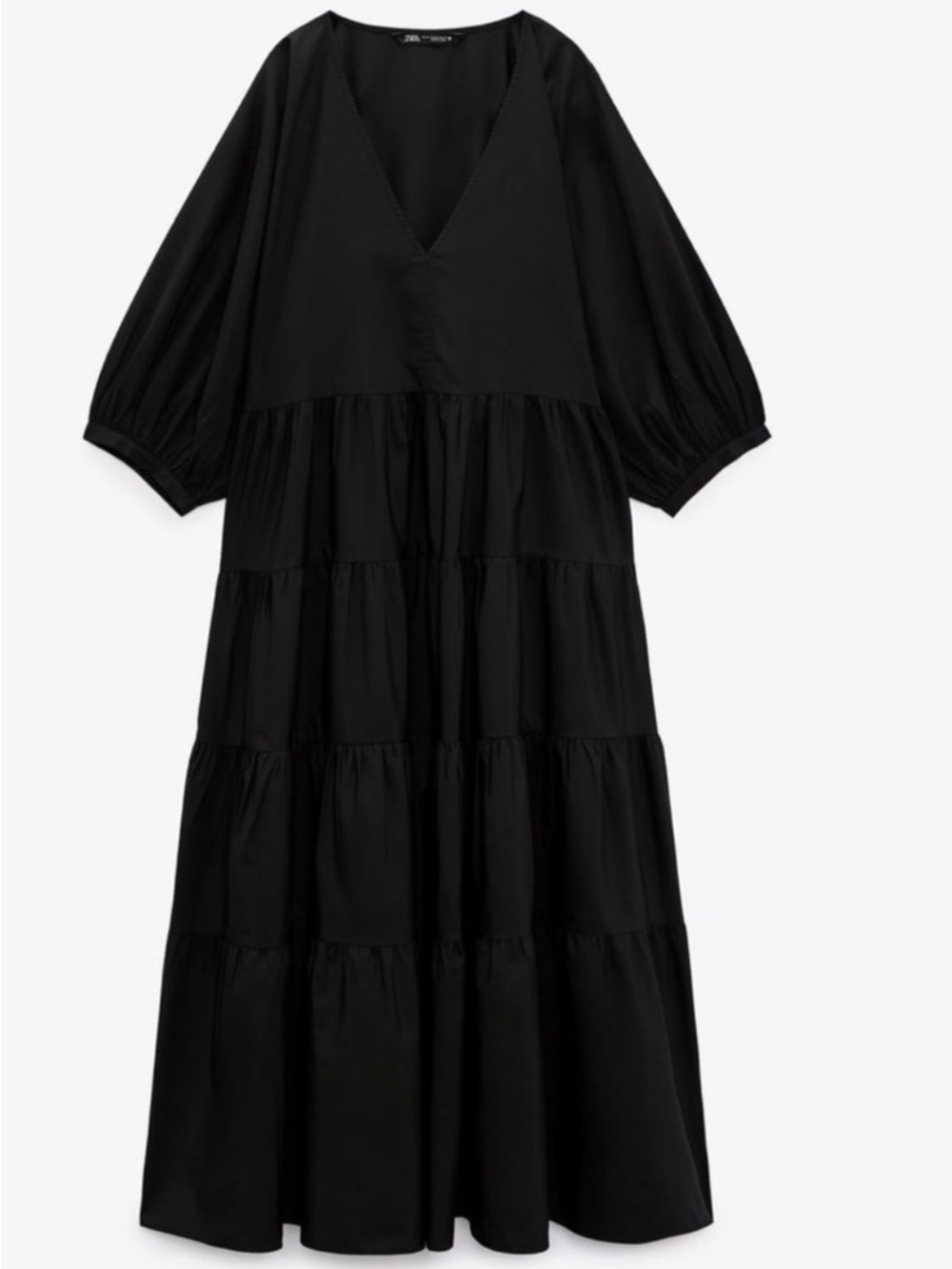 Zara Voluminous Tiered Poplin Maxi Dress